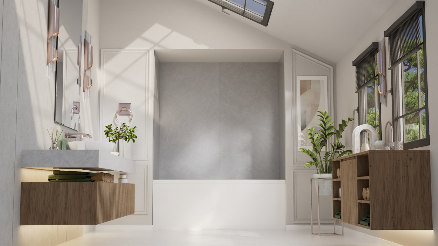 ULICI Panels Catania Grey Tile Tub/Shower Wall Kit