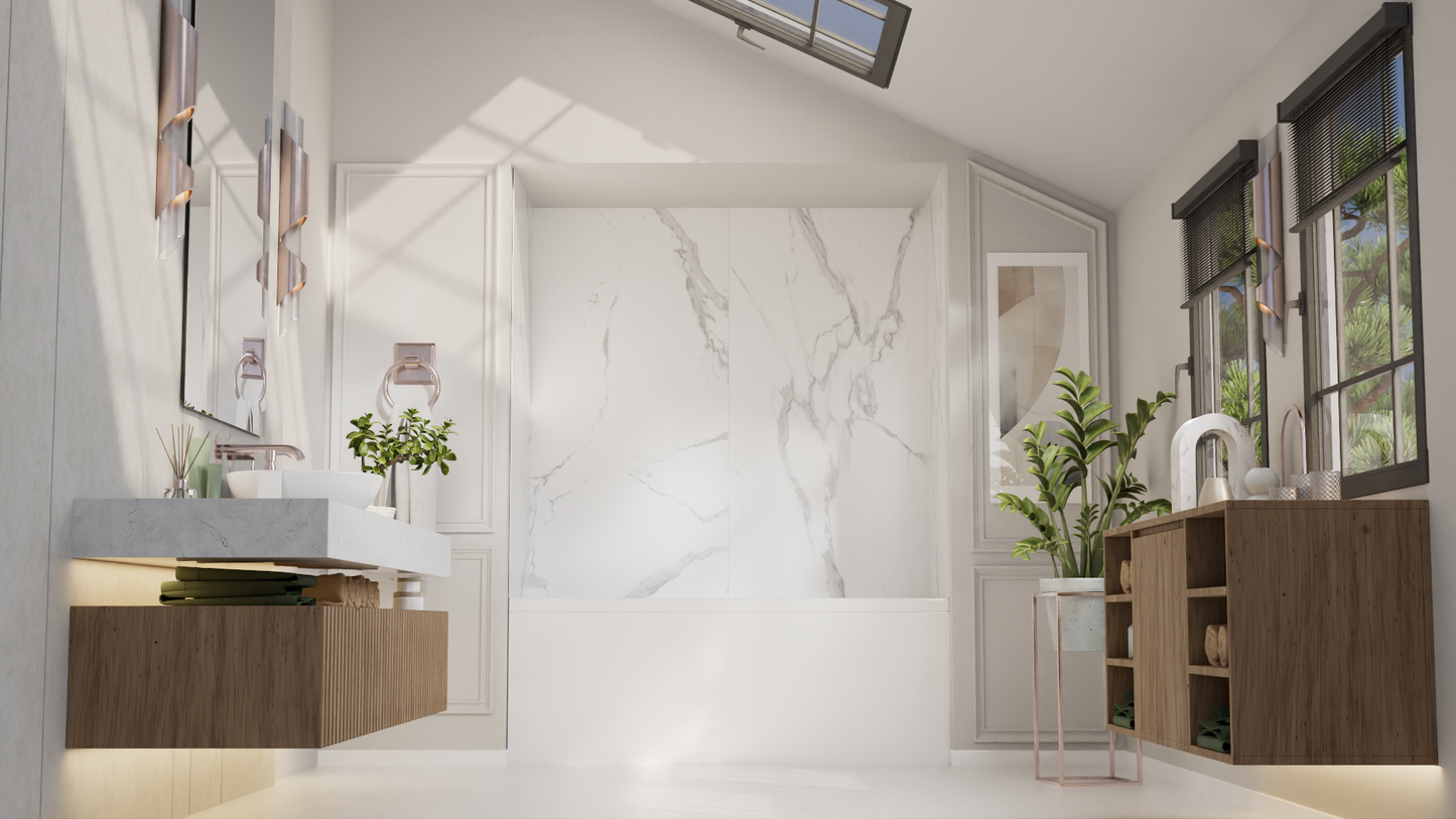 ULICI Panels Calacatta Marble Tile Tub/Shower Wall Kit