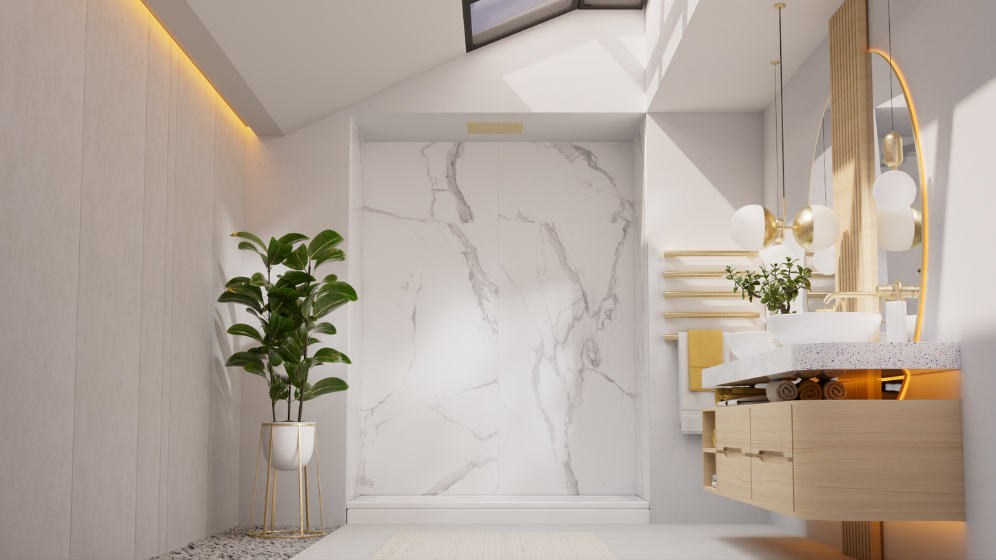 ULICI Panels Calacatta Marble Tile Tub/Shower Wall Kit