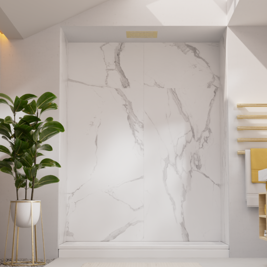 ULICI Panels Calacatta Marble Tile Tub/Shower Wall Kit